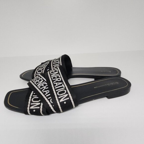 BCBGeneration Sandals Women's Size 9.5 Criss Cross Black/White Open Toe - Picture 4 of 8
